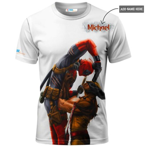 Deadpool vs Wolverine from X Men white Shirt1