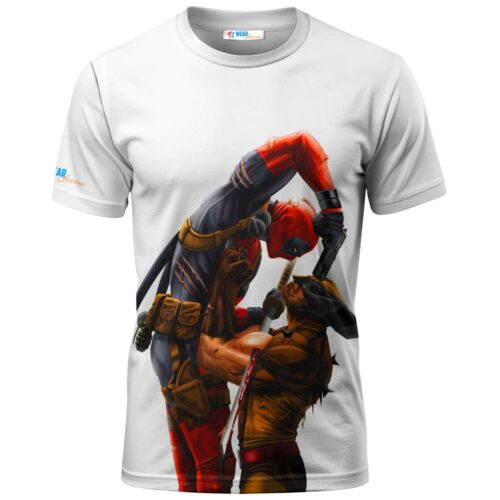 Deadpool vs Wolverine from X Men white Shirt2