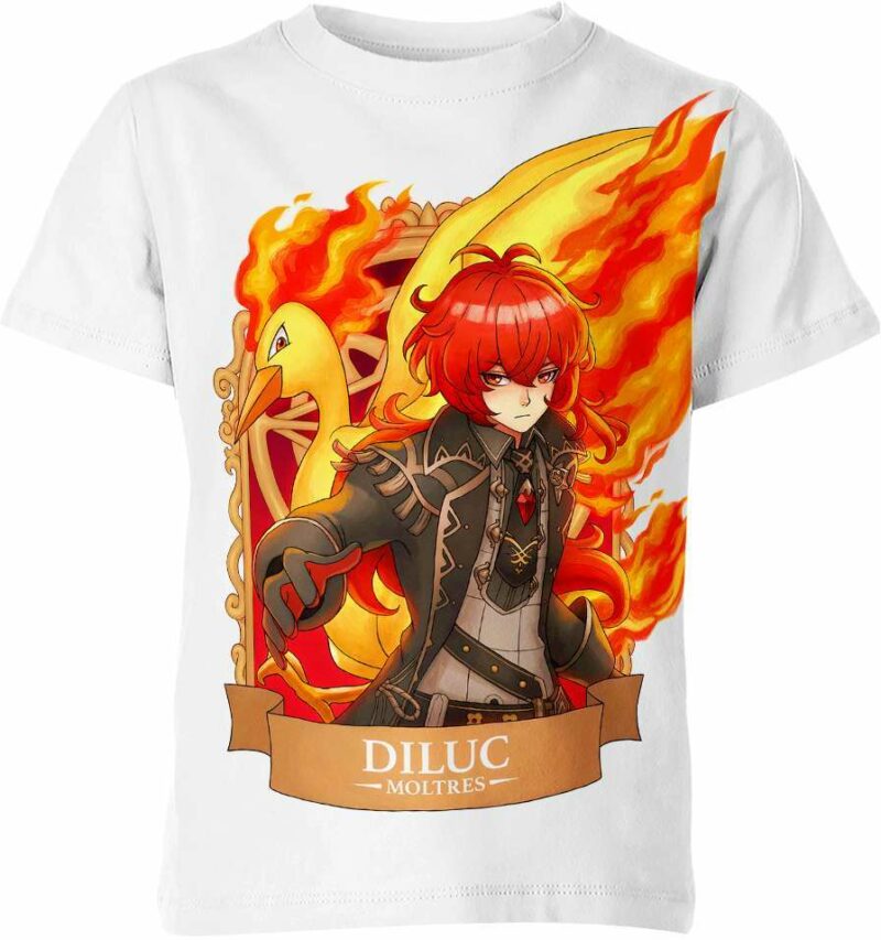 Diluc x Moltres from Genshin Impact and Pokemon Shirt