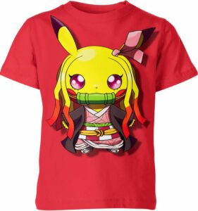 Nezuko Kamado x Pikachu from Pokemon Shirt