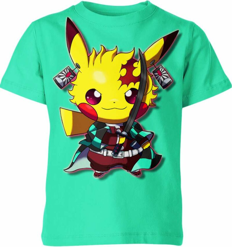 Tanjiro Kamado Demon Slayer x Pikachu From Pokemon Shirt