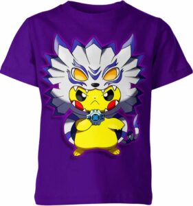 Garurumon Digimon x Pikachu From Pokemon Shirt