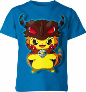 Greymon Digimon x Pikachu From Pokemon Shirt