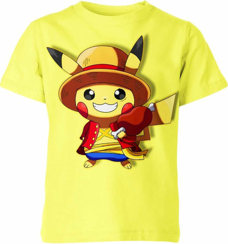 Monkey D Luffy x Pikachu From Pokemon T-shirt