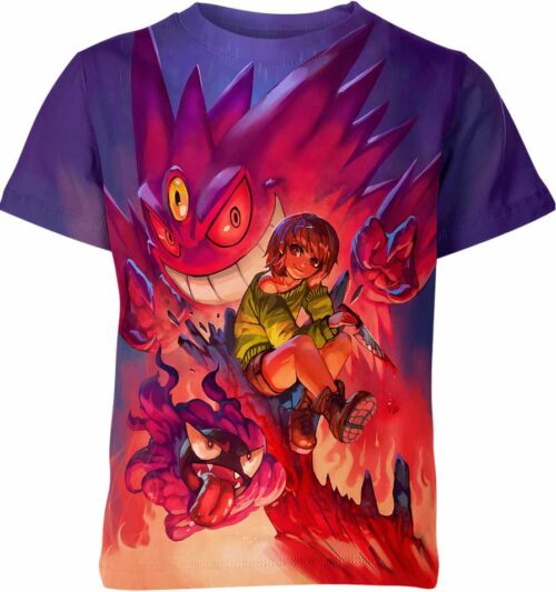 Chara X Megagengar And Gastly From Pokemon Shirt