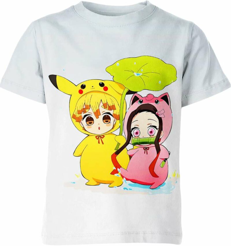 Zenitsu And Nezuko From Demon Slayer X Pokemon Shirt