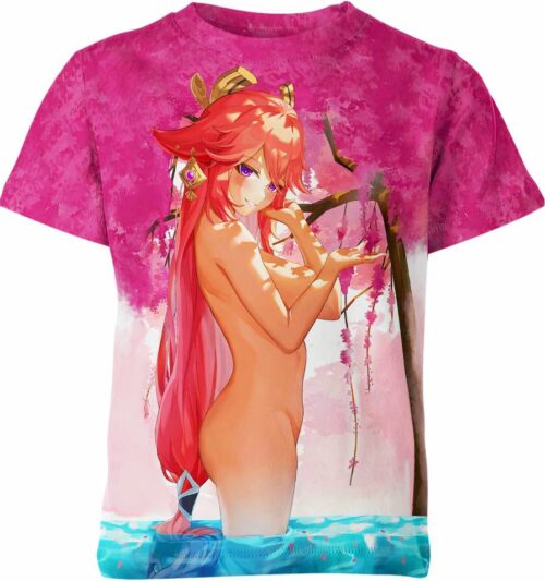 Yae Miko From Genshin Impact Hentai Ahegao Shirt