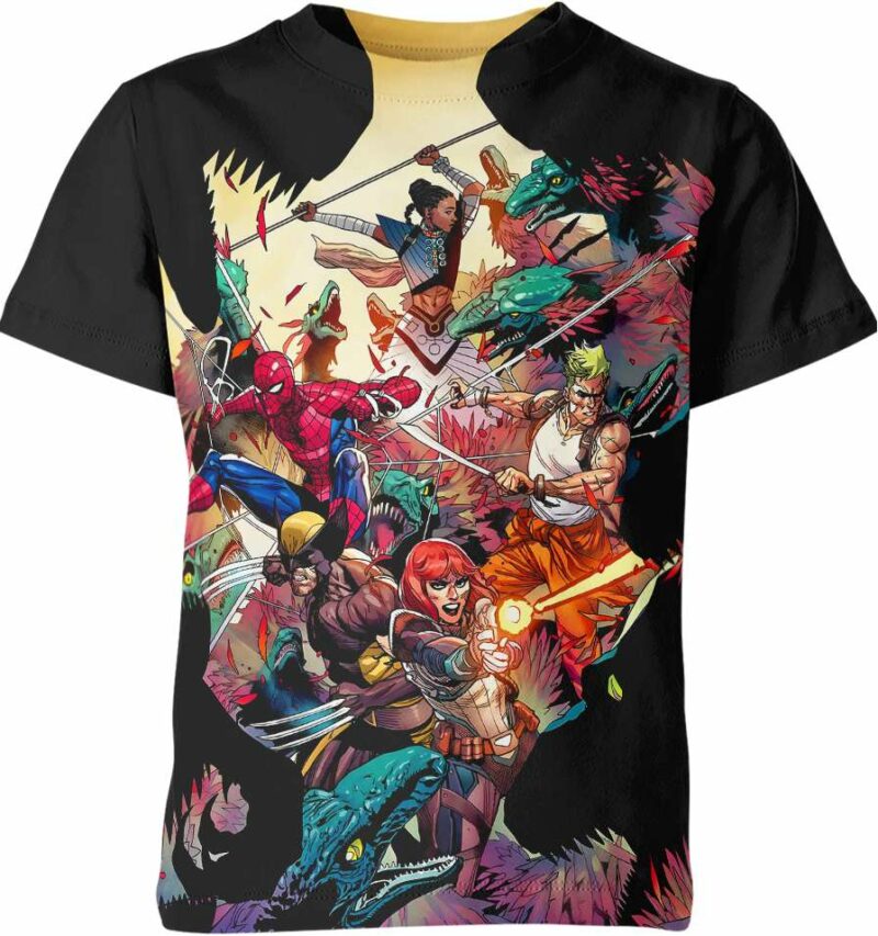 Marvel Heros Vs Jurassic Shirt