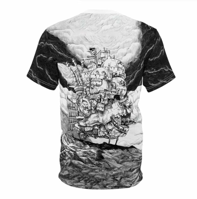 Black And White Howl's Moving Castle all over print T-shirt