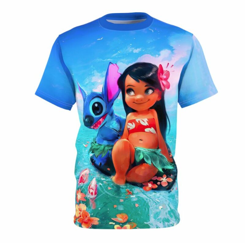 Cute Lilo & Stitch all over print T-shirt