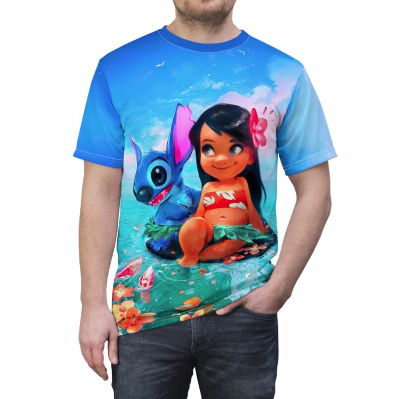 Cute Lilo & Stitch all over print T-shirt