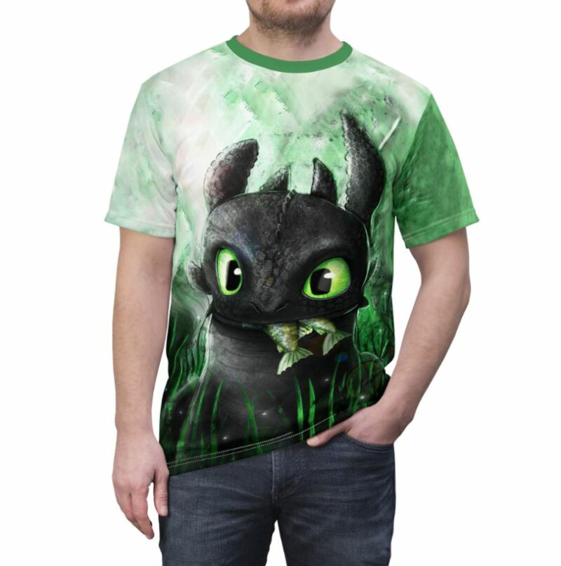 Black Cute Dragon Toothless all over print T-shirt