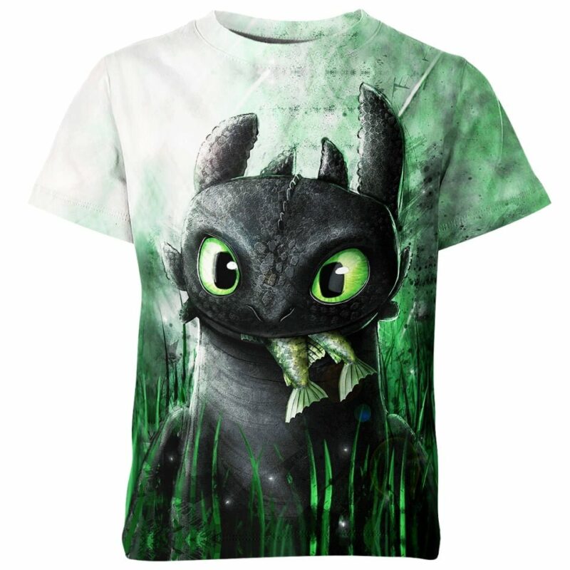 Black Cute Dragon Toothless all over print T-shirt