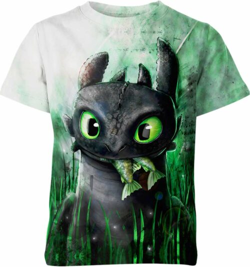 Black Cute Dragon Toothless all over print T-shirt