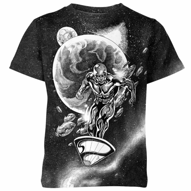 Silver Surfer Black And White Marvel all over print T-shirt