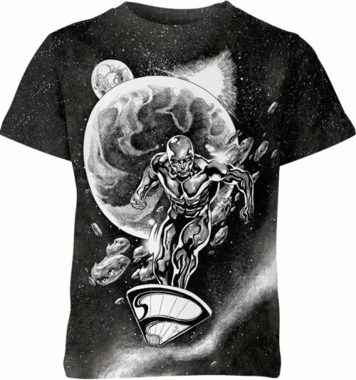 Silver Surfer Black And White Marvel all over print T-shirt