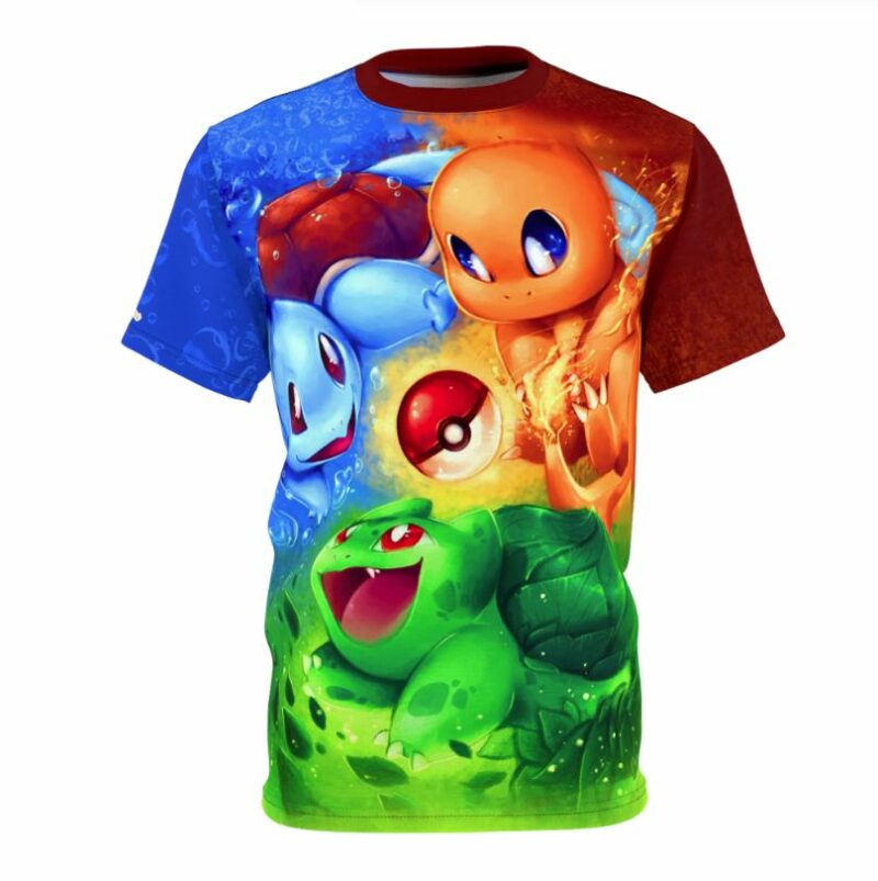 Fire Water Grass Pokemon all over print T-shirt