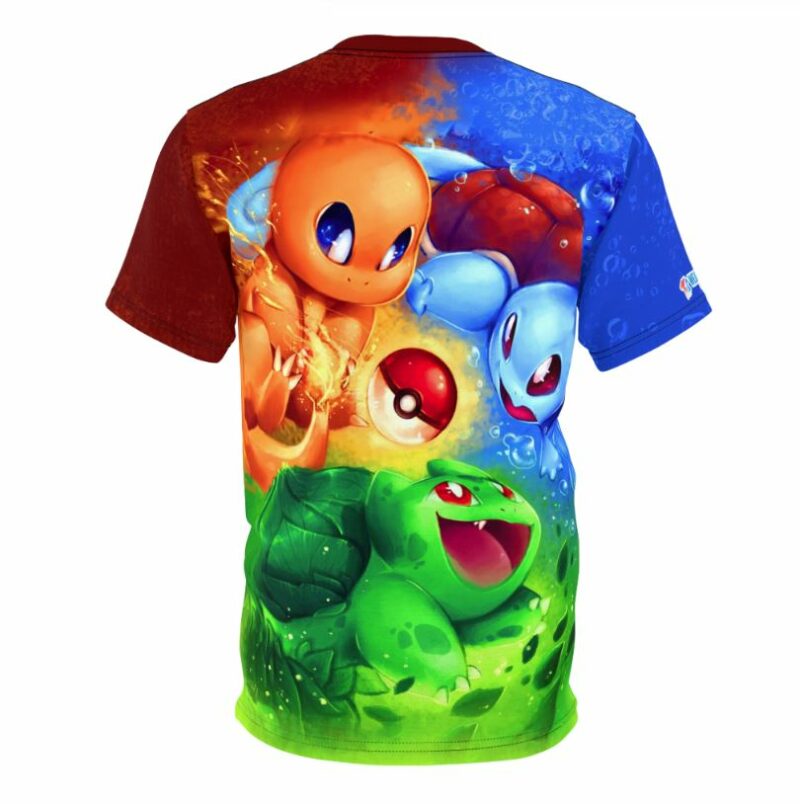 Fire Water Grass Pokemon all over print T-shirt