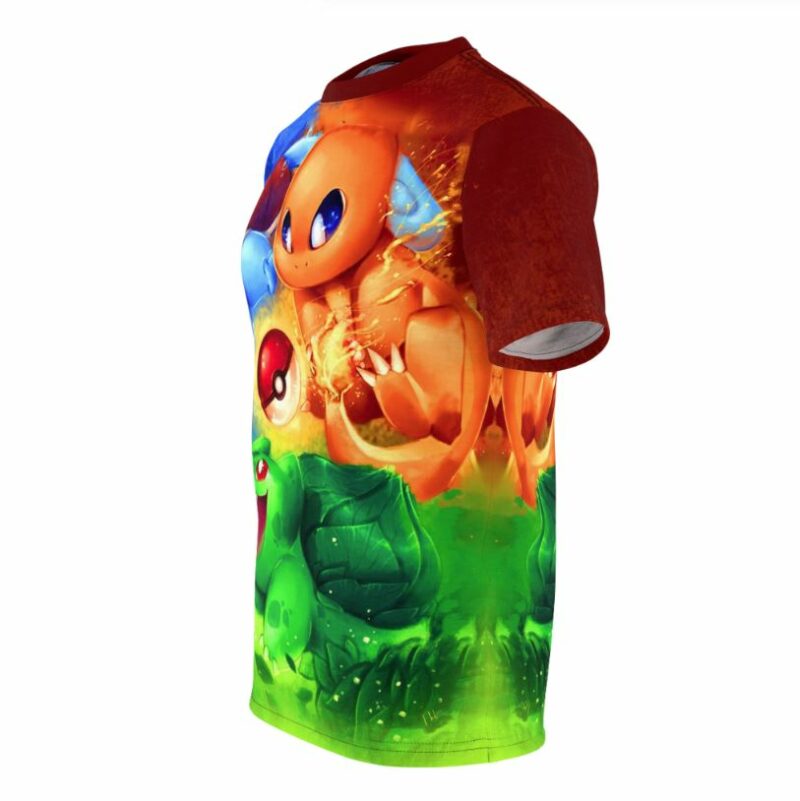 Fire Water Grass Pokemon all over print T-shirt