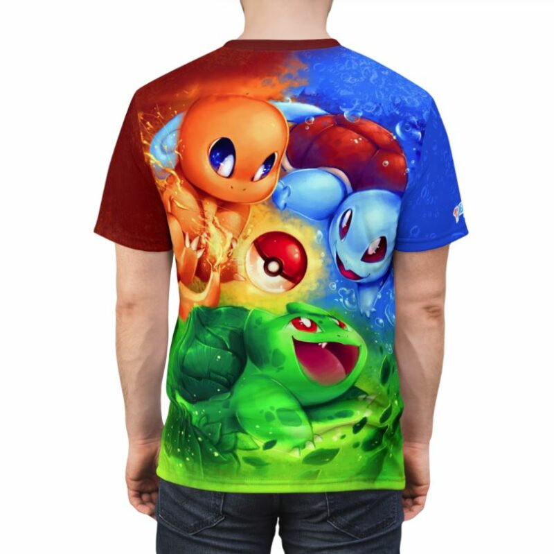 Fire Water Grass Pokemon all over print T-shirt