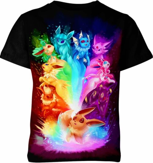 Rainbow Eevee all over print T-shirt