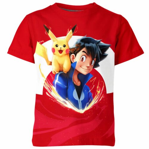 Ash and Pikachu all over print T-shirt