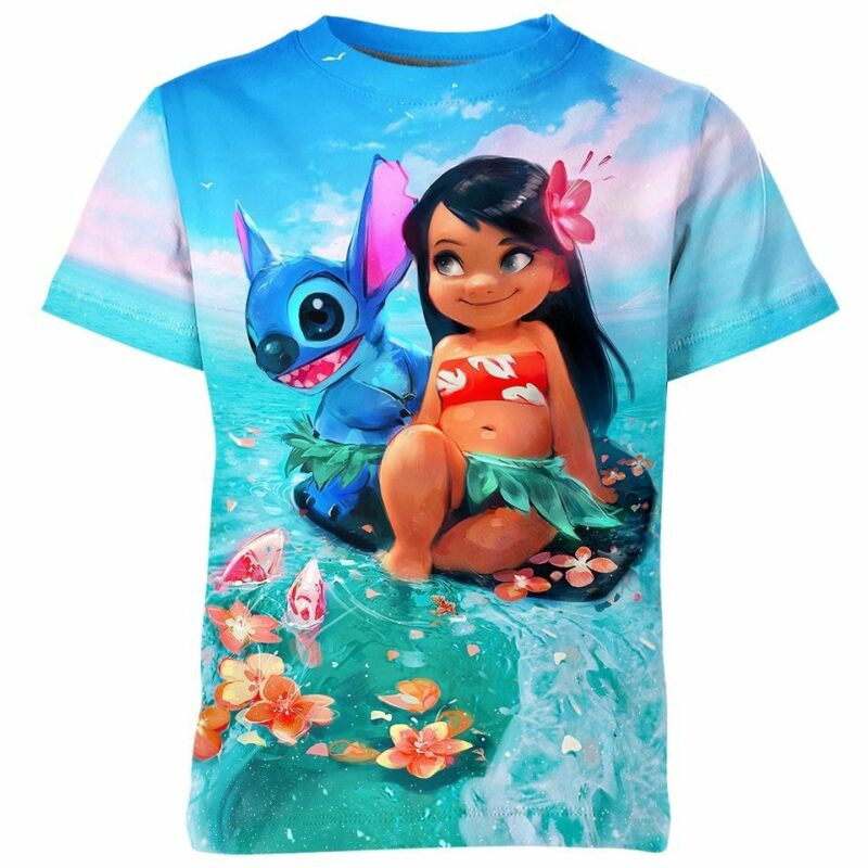 Cute Lilo & Stitch all over print T-shirt