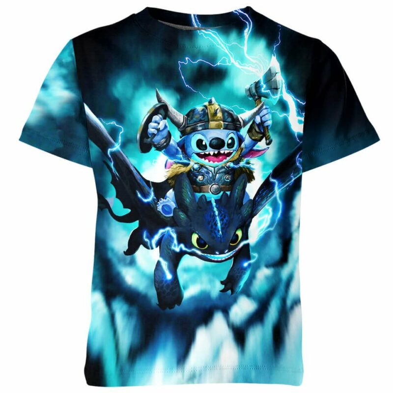 Toothless and Stitch all over print T-shirt