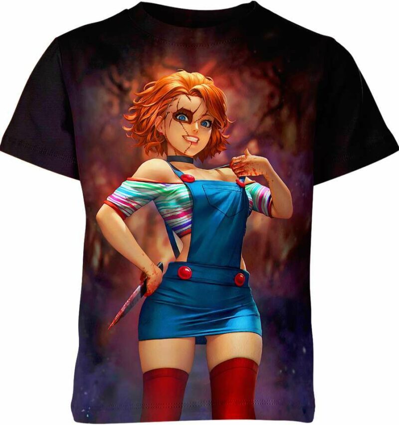 Female Chucky all over print T-shirt