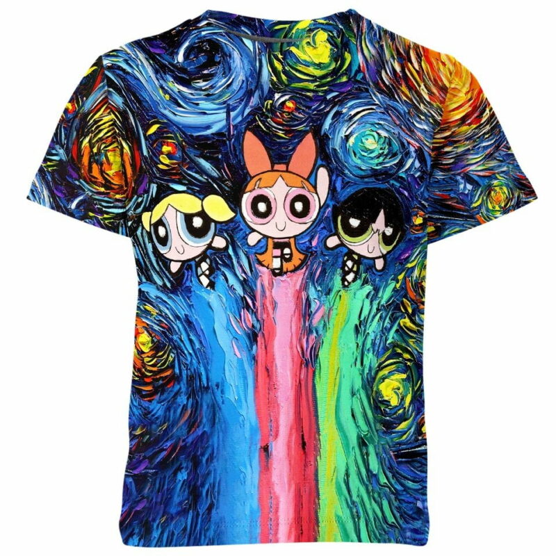 Van Gogh Powerpuff Girls all over print T-shirt