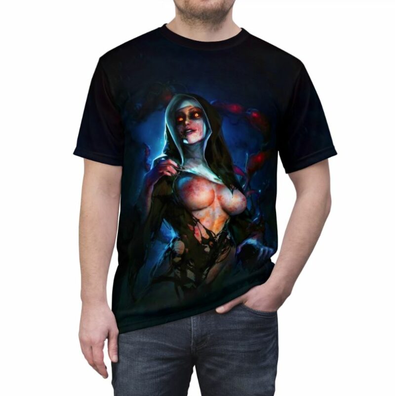 Demon Nun Halloween Ahegao all over print T-shirt