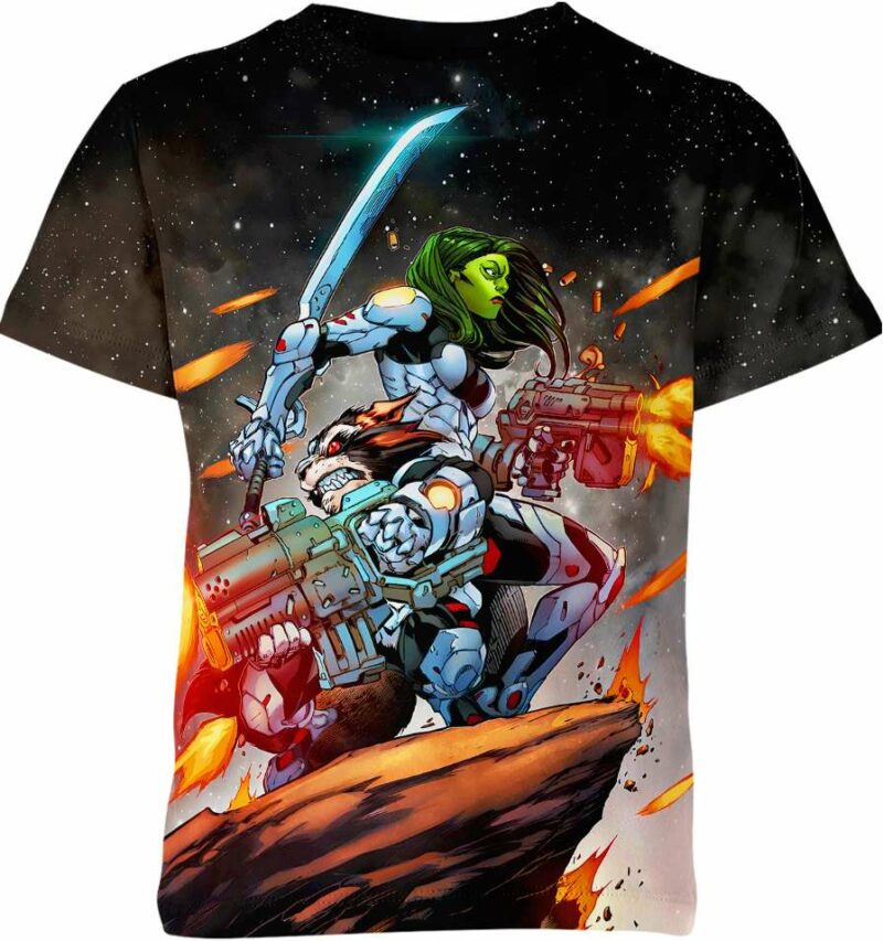 Rocket And Gamora Guardians Of The Galaxy Marvel Comics Shirt