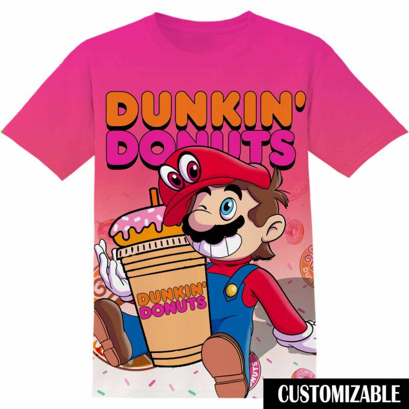 Customized Dunkin Donuts Super Mario Tshirt Adult And Kid Tshirt