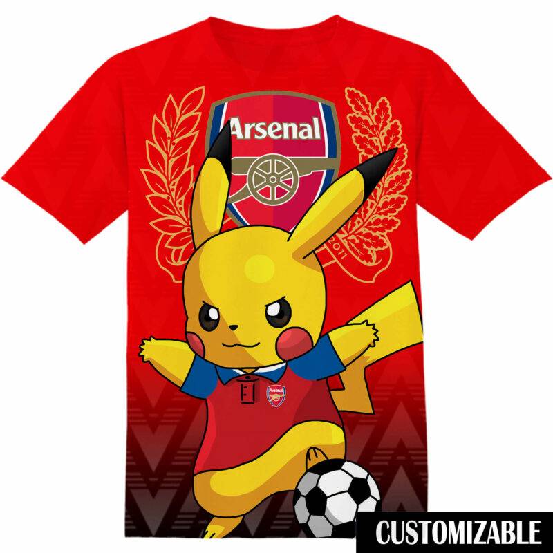 Customized Football Arsenal Pokemon Pikachu Tshirt Adult And Kid Tshirt