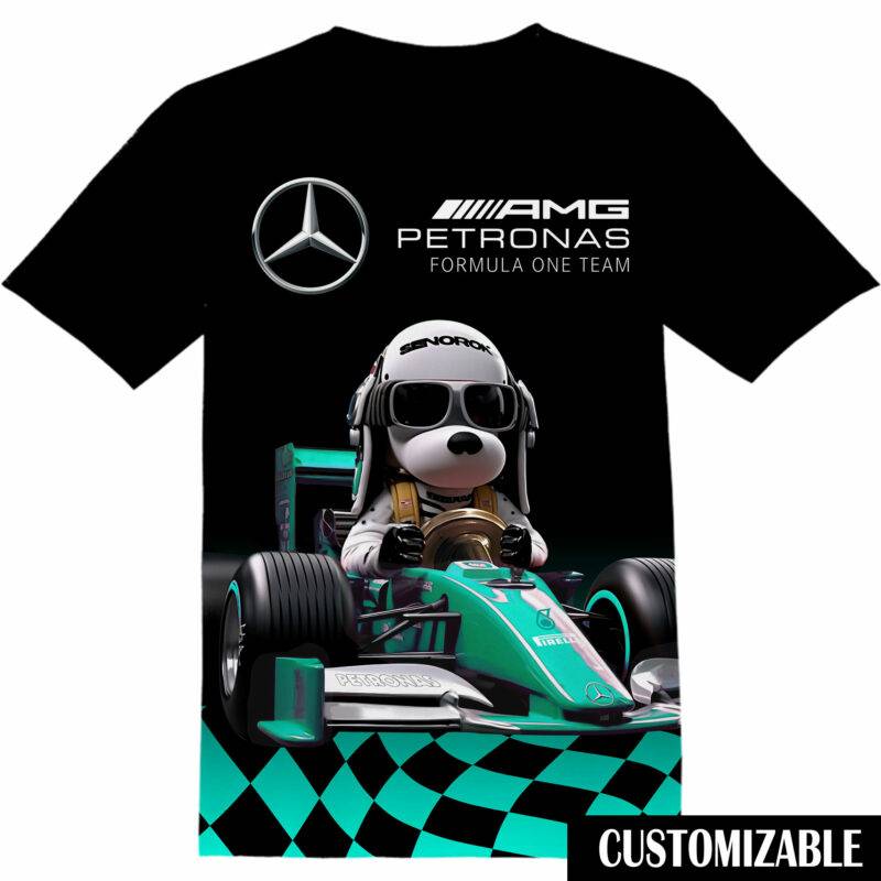 Customized Mercedes AMG Petronas F1 Team Snoopy Dog Tshirt Adult And Kid Tshirt QDH