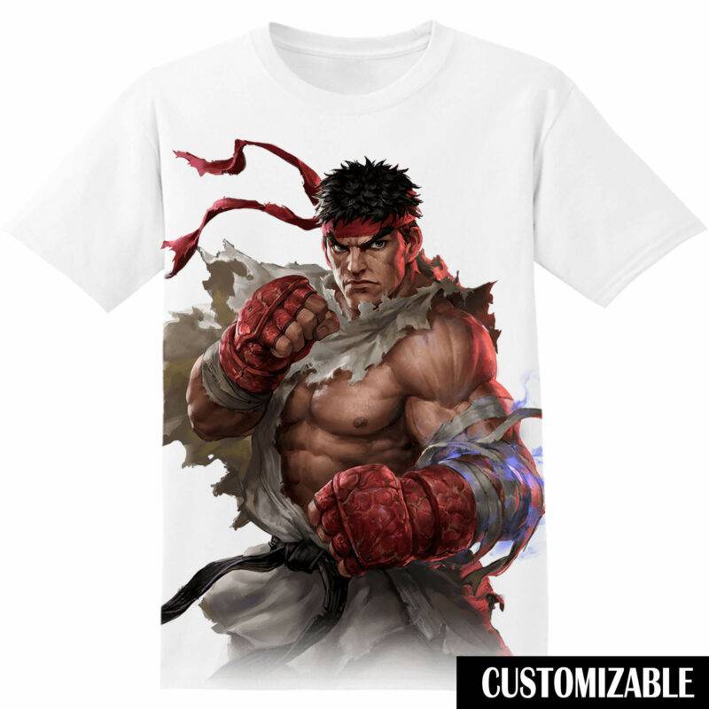 Customized Gaming Street Fighter Ryu Kawaii Tshirt Fan Adult And Kid Tshirt