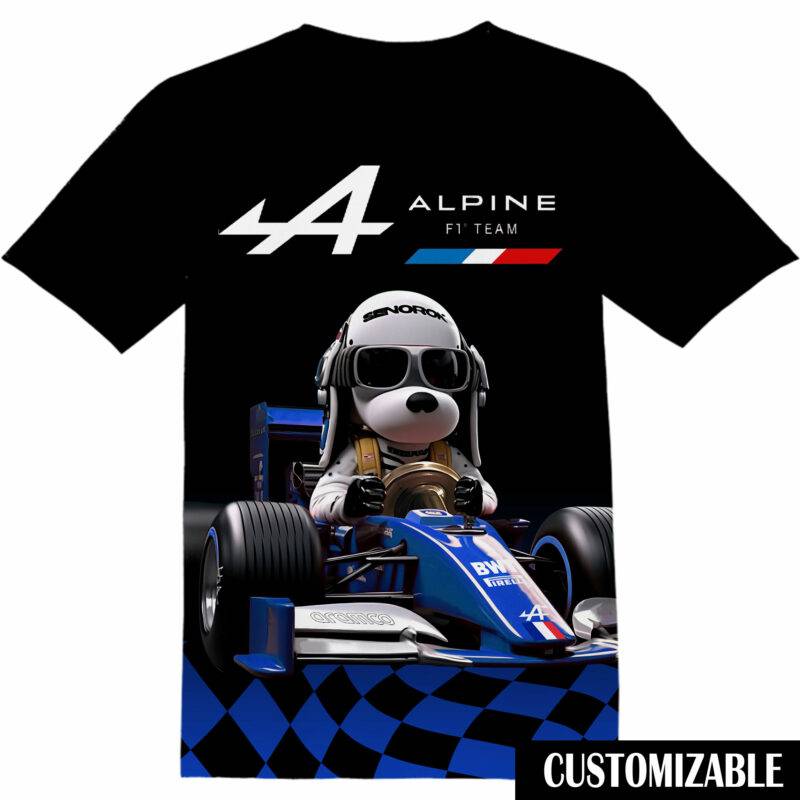 Customized Alpin F1 Team Snoopy Dog Tshirt Adult And Kid Tshirt QDH