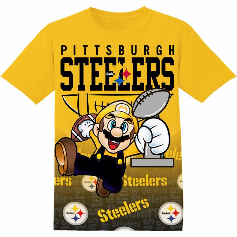 Customized NFL Pittsburgh Steelers Super Mario Tshirt Adult And Kid Tshirt