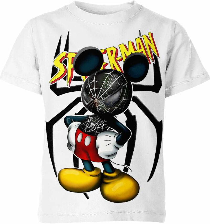 Mickey Mouse Black Spider-Man Shirt