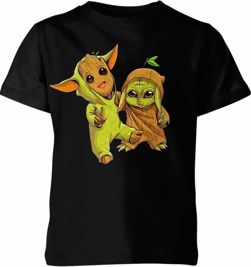 Baby Groot Baby Yoda Marvel Comics Shirt