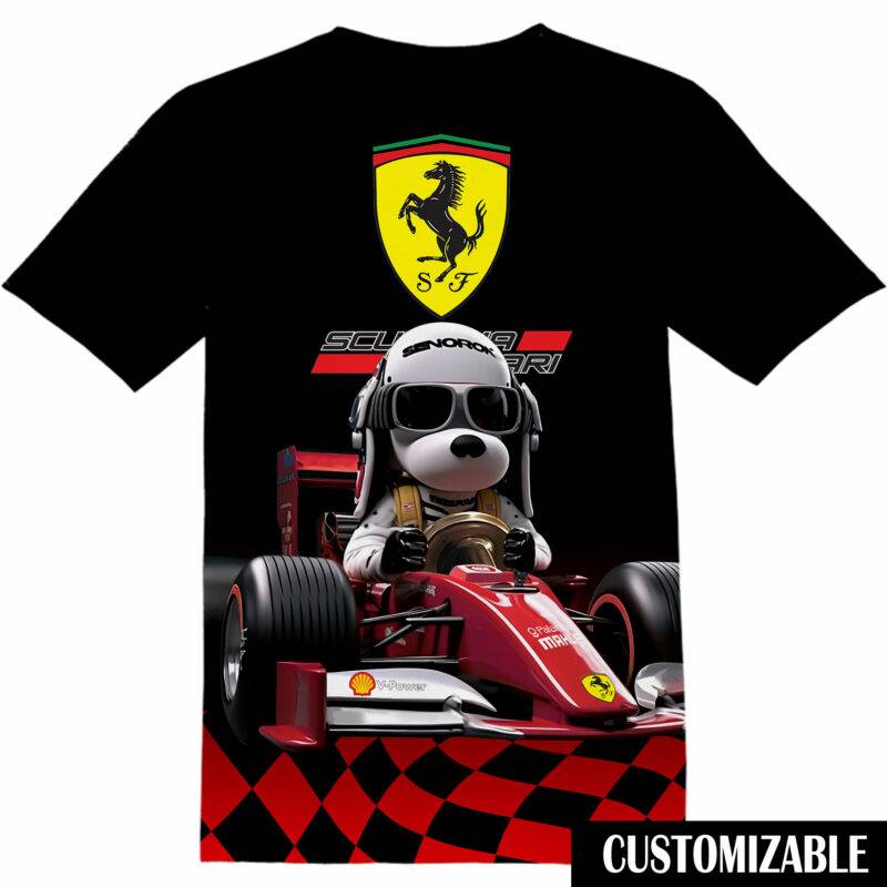 Customized Scuderia Ferrari F1 Team Snoopy Dog Tshirt Adult And Kid Tshirt QDH