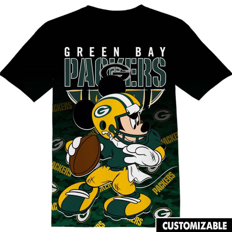 Customized NFL Green Bay Packers Mickey Tshirt Adult And Kid Tshirt