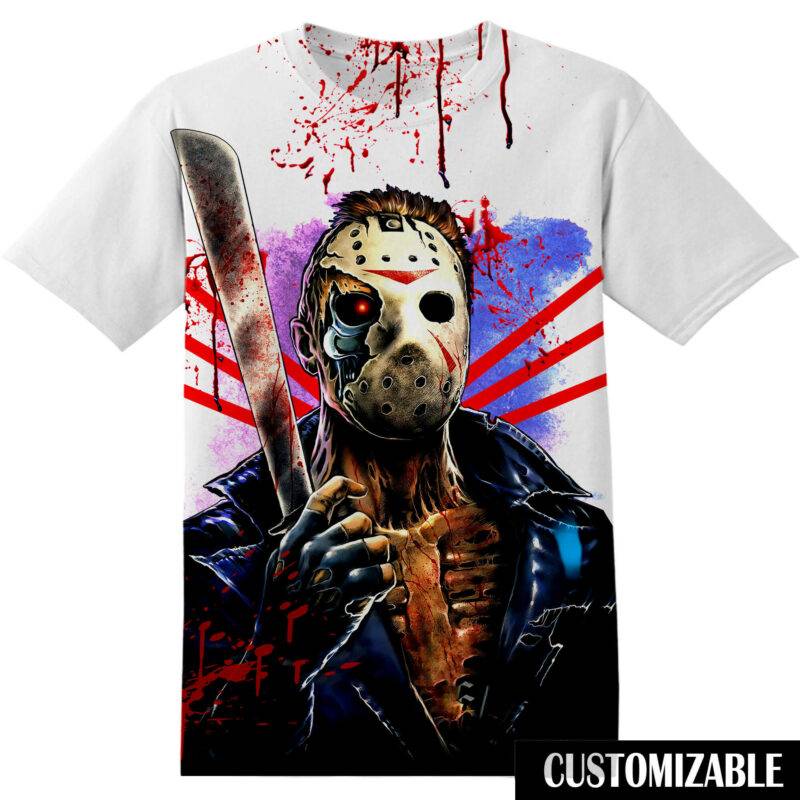 Customized Halloween Horror Friday the 13th Jason Voorhees Tshirt Adult And Kid Tshirt