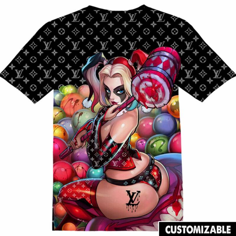 Customized Harley Quinn Fan LV Luxury Adult And Kid Tshirt HG