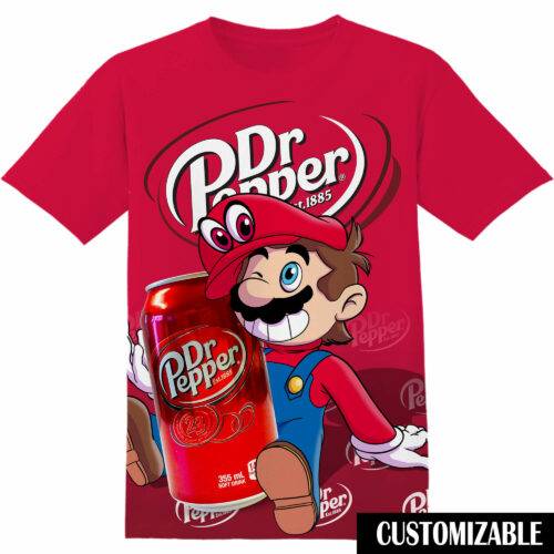 Customized Dr Pepper Super Mario Tshirt Adult And Kid Tshirt