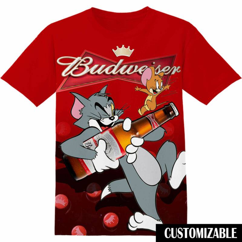 Customized Budweiser Tom and Jerry Tshirt Adult And Kid Tshirt