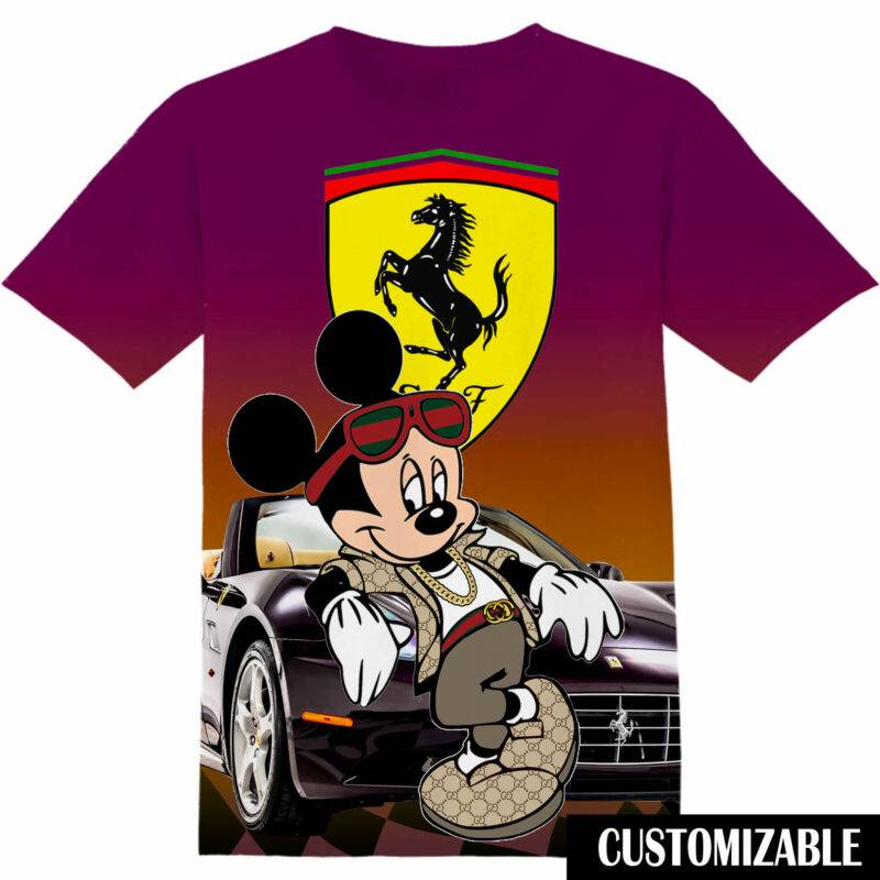 Customized Scuderia Ferrari Disney Mickey Tshirt Adult And Kid Tshirt