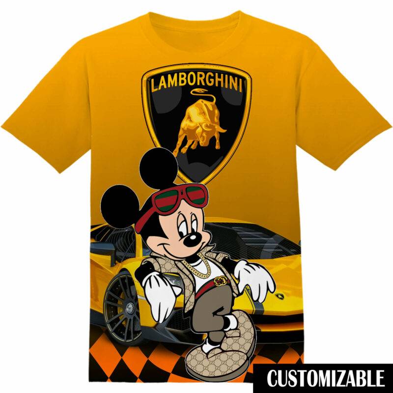 Customized Lamborghini Disney Mickey Tshirt Adult And Kid Tshirt