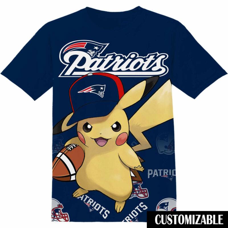 Customized NFL New England Patriots Pokemon Pikachu Tshirt Adult And Kid Tshirt