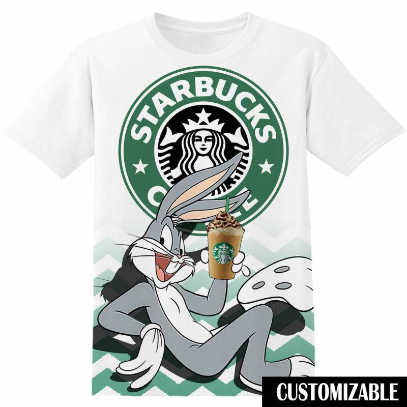 Customized Starbucks Bugs Bunny Tshirt Adult And Kid Tshirt